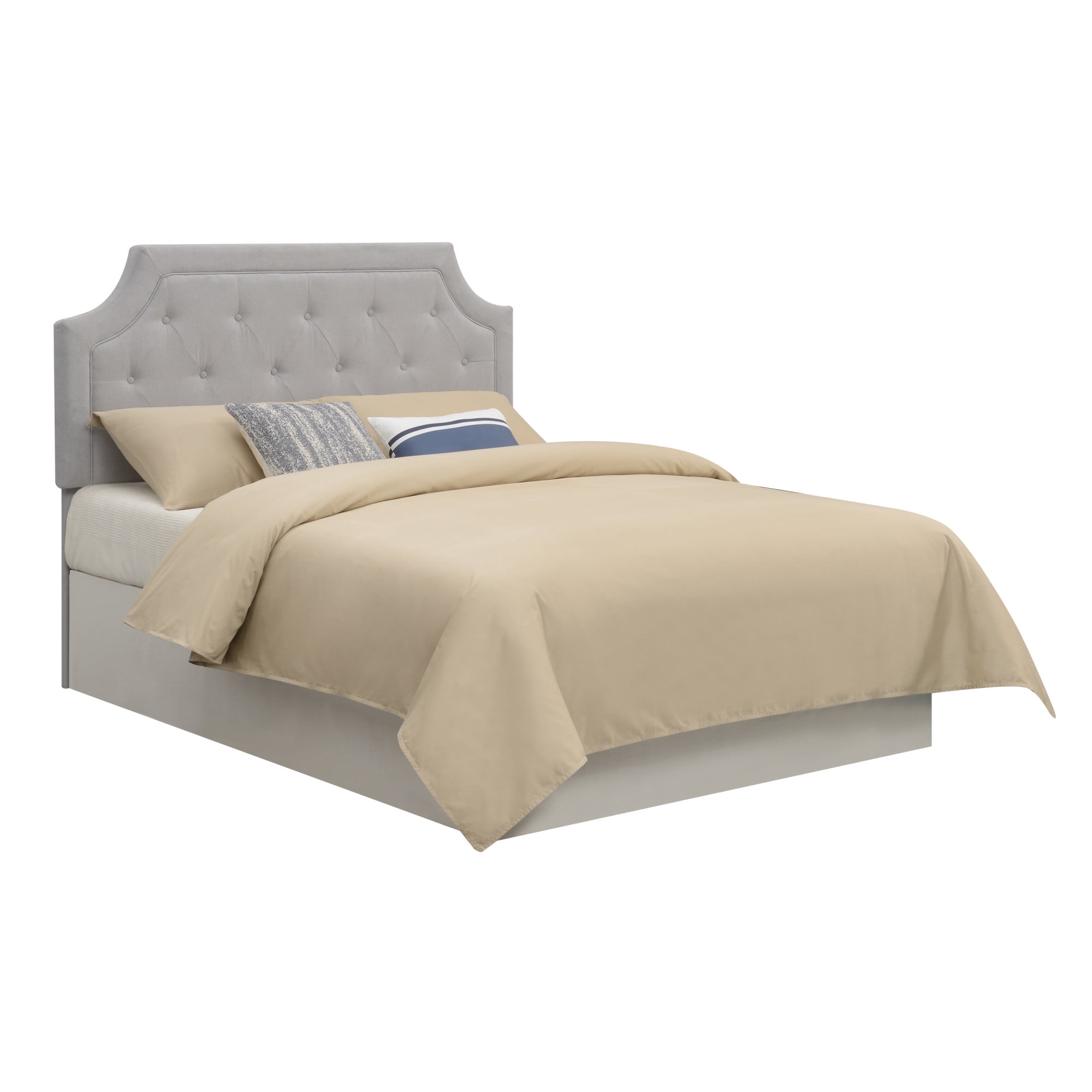 Alta Gray Microfiber Upholstered Diamond Tufted Queen Headboard