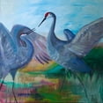 thumbnail image 2 of Maria, Robin 12x12 Gold Ornate Wood Framed with Double Matting Museum Art Print Titled - Sandhill Cranes, 2 of 4