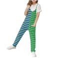 thumbnail image 1 of Odeerbi 5-14 Años Niñas Verano Mono Color Bloque Rayas Camisola Romper Primavera Casual Transpirable Cómodo Monos Correa Bib Pantalones Generales Traje de Juego, 1 of 8