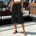 thumbnail image 5 of Miluxas Women's Plus Size Wide Leg Capri Pants High Waist Drawstring Business Casual Loose Cropped Culottes with Pockets Lightweight Breathable Black, 5 of 6
