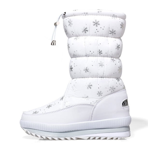 Botas Suela Gruesa Con Térmica Lluvia Invierno Mujeres Nieve Forrada Impermeable Sin Deslizamiento para Viajes Al Aire Libre Rojo