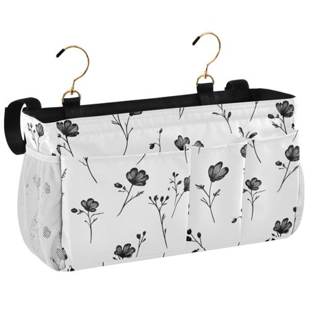 Ryvnso Bedside Caddy Line Flowers Bedside Storage Bag Hanging Organizer