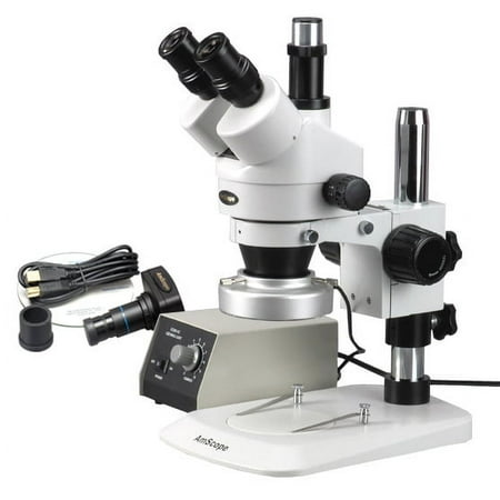AmScope 3.5X-90X Stereo Zoom Microscope w Aluminum 80-LED Light + 5MP Camera New