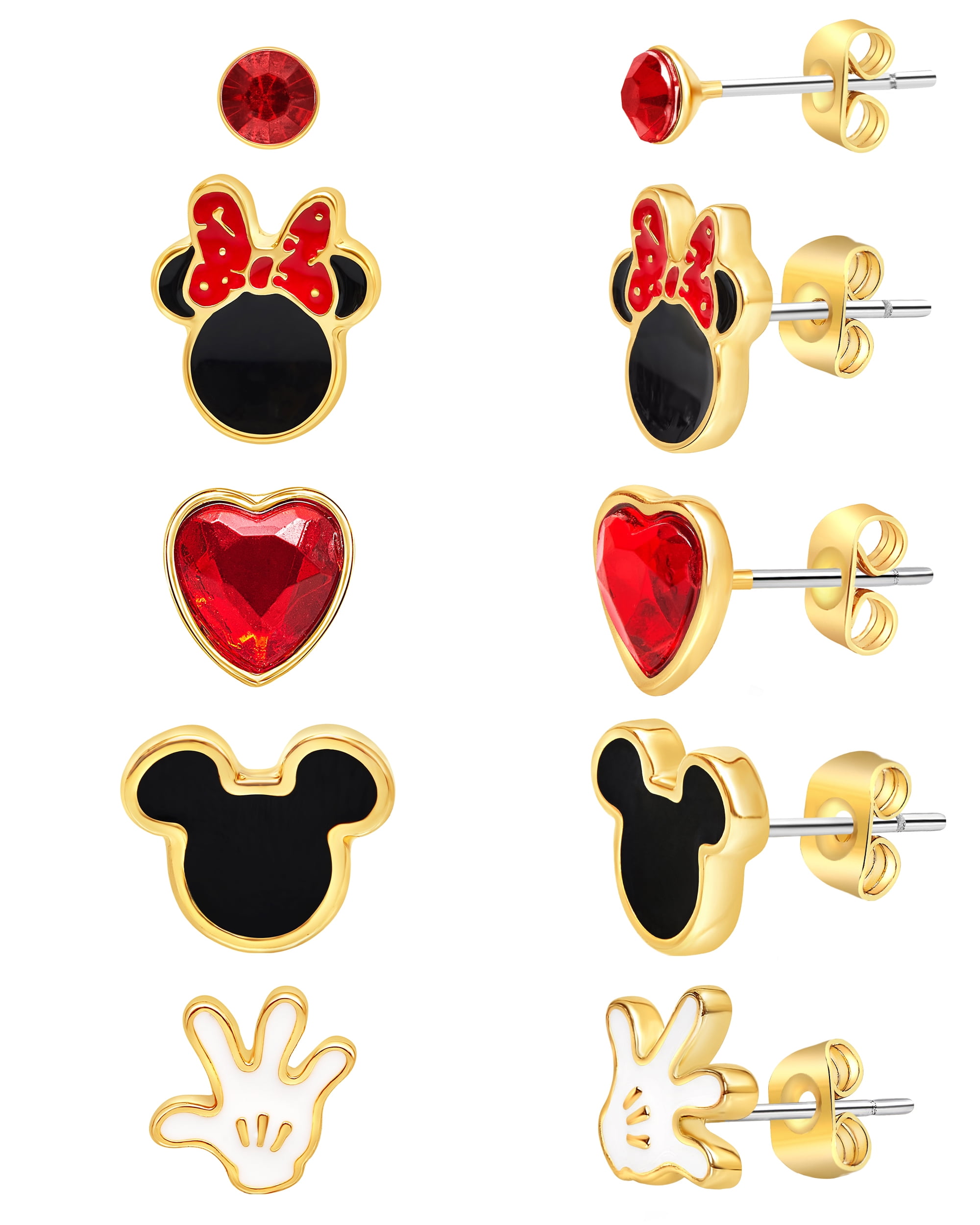 Disney Mickey Mouse Necklace & Earrings set W/Genuine Crystal in Base Metal 