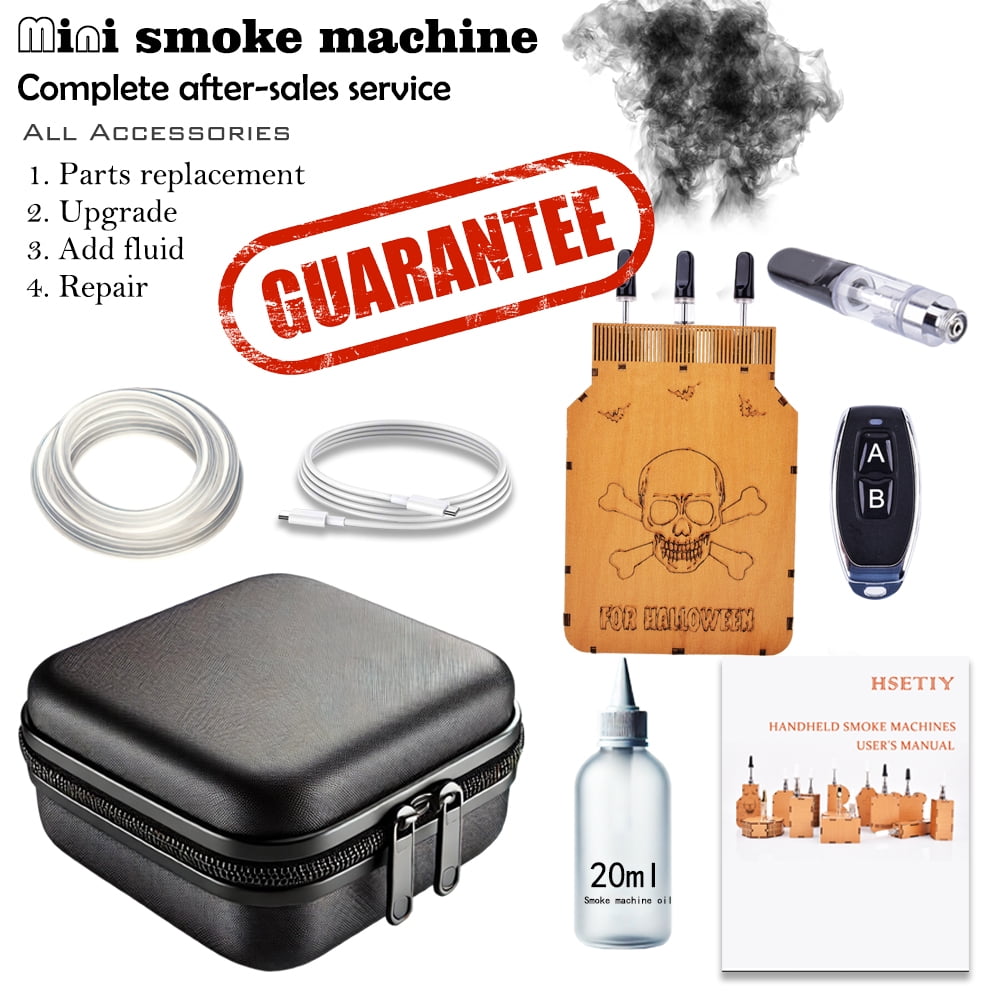 Fog Machine Halloween， Mini Handheld Wooden Smoke Machine Wireless Remote Control  Suitable for Photo Video Photography Outdoor Activities Party