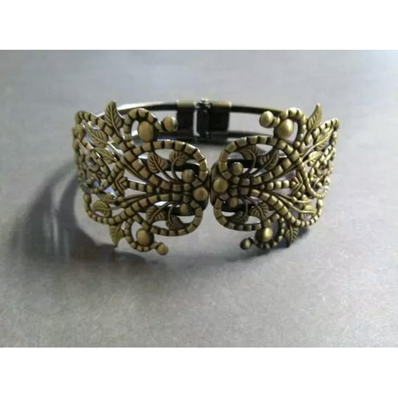 U8MO Bronze Bracelet Blank Hinge Bangle Bracelet with Pad Antiqued Blank Bracelet