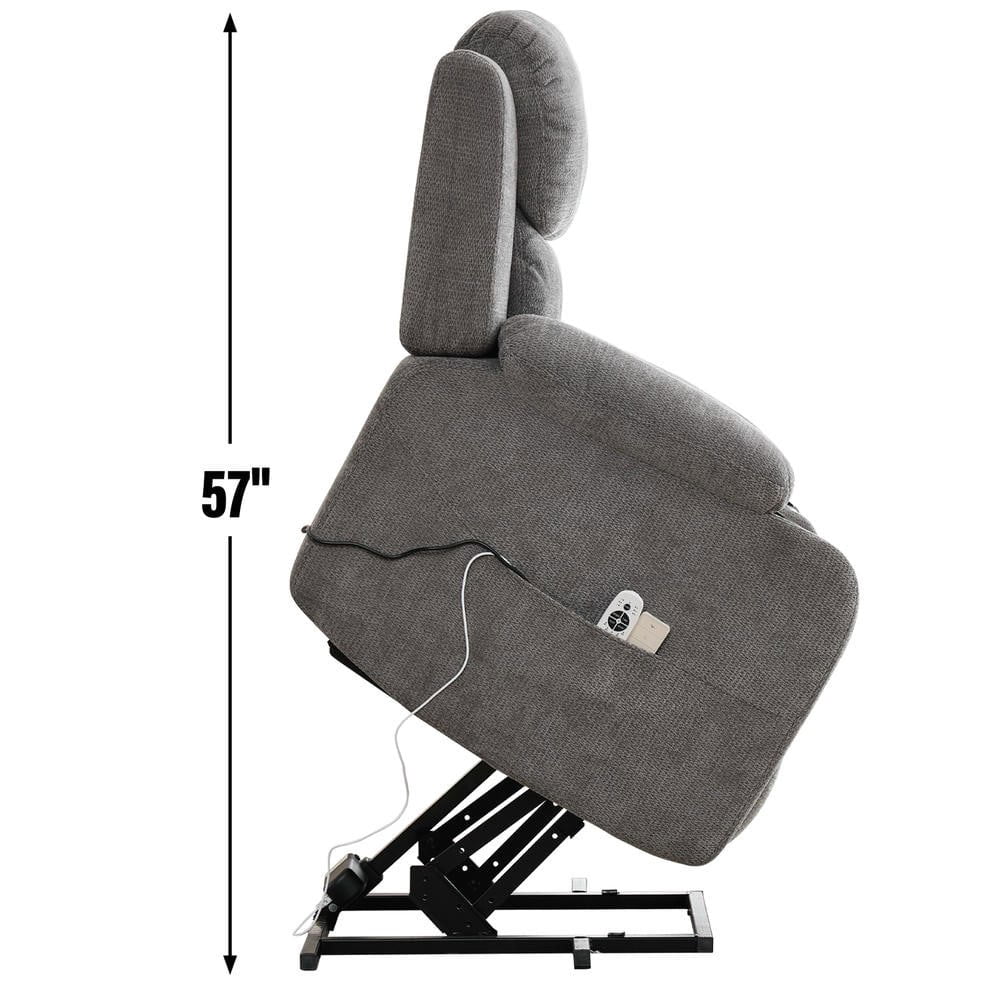 Resenkos 350LBS Gray Power Lift Recliner for Elderly, Infinite Position with 8-Point Massage & Heating