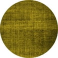 thumbnail image 1 of Ahgly Company Machine Washable Indoor Round Abstract Yellow Contemporary Area Rugs, 3' Round, 1 of 4
