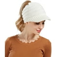 thumbnail image 4 of YooGuoGuo Winter Cable Knit Beanie Cap Soft Stretch Messy High Bun Ponytail Hat Unisex Warm Fleece Lined Skull Cap, 4 of 7