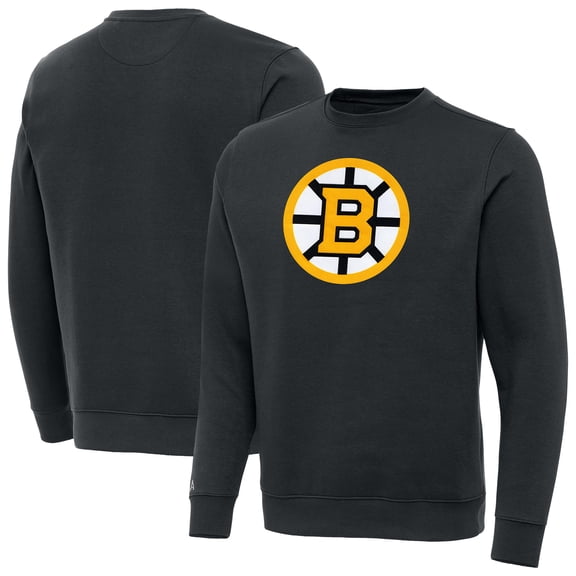 Men's Antigua Charcoal Boston Bruins Victory Pullover Sweatshirt
