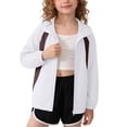 thumbnail image 2 of Spazoro Girls UPF 50+ Sun Protection Jacket, Breathable Hooded Zip Up Quick Dry Lightweight Fashion Clothes for Outdoor White Size 7, 2 of 5