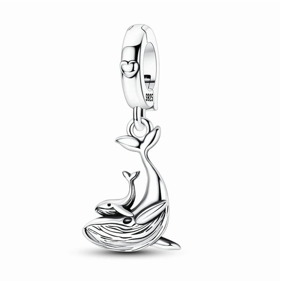 Humpback Whale Universal Clasp Silver Plated Charm