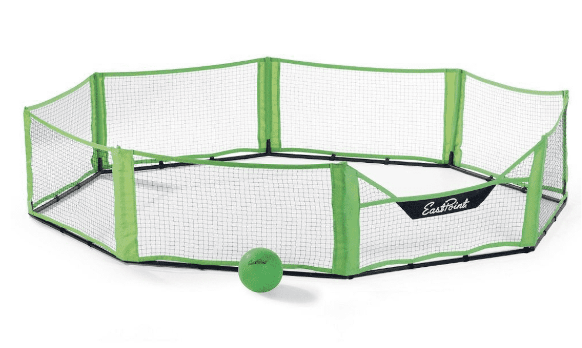Eastpoint Gaga Ball Pit 10 Foot x 10 Foot Green & Black Octagon Net with Ball & Carrying Case Outdoor Lawn Yard Game for Families, Kids