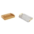 thumbnail image 1 of Cestas de almacenamiento,Cestas de almacenamiento de cocina tejidas con asas hechas a mano,Cestas de pan redondas Bandejas para servir Rectángulo,Bandeja para servir,Bandeja de cocina, 1 of 8