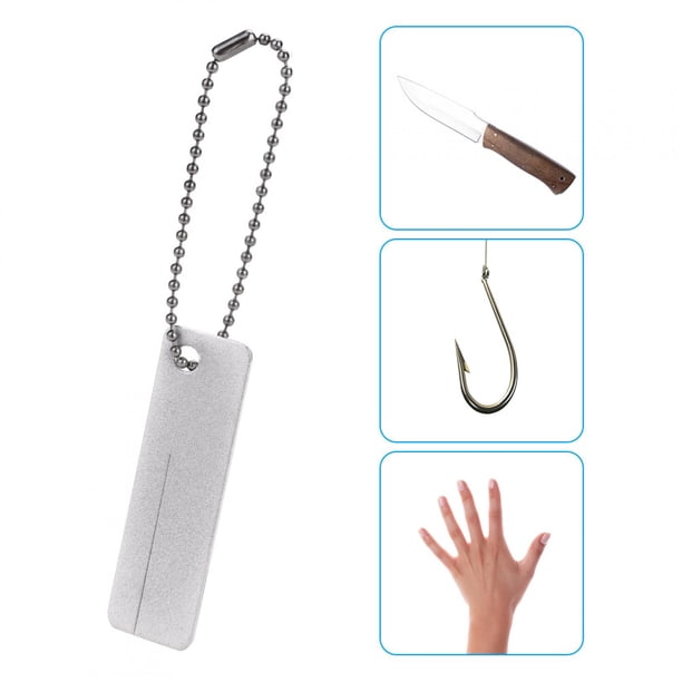 Afilador de cuchillos, afilador de cuchillos de bolsillo para exteriores con forma de anzuelo, lima para anzuelos, funcionalidad inteligente