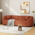 thumbnail image 2 of 87" Modern Orange Curved Sofa: Plush Bouclé, Durable Frame for Living Spaces, 2 of 13
