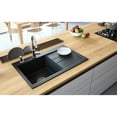 thumbnail image 3 of Granite Composite 31" Drop in with Drainboard Single Bowl Kitchen Sink Delux Right-4 Holes, Black, 3 of 5