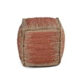 thumbnail image 3 of Steve Silver Jafar Square Handwoven Cinnamon/ Khaki Jute Pouf, 3 of 5
