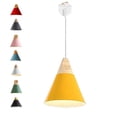 thumbnail image 1 of FSLiving J-Style Track Mount Pendant Fixture Scandinavian Style Pendant Lights for Kitchen Hanging Lamp Modern Wood and Aluminium Light Customizable,Yellow - 1 Light, 1 of 8