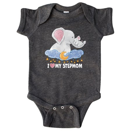 

Inktastic I Love My Stepmom Cute Elephants with Moon and Stars Gift Baby Boy or Baby Girl Bodysuit