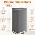 thumbnail image 5 of Dovied 2PCS Slim Laundry Hamper with Lid 85L Foldable Clothes Basket with Removable Mesh Bag & Handle for Closet Bathroom Bedroom (Gray), 5 of 7