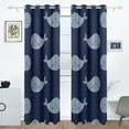 thumbnail image 2 of Coolnut Window Curtain Panels Whales On Dark Blue Grommet Top Room Darkening Thermal Insulated Blackout Window Treatment Drapes 2 Panels W55 x L84 In, 2 of 6