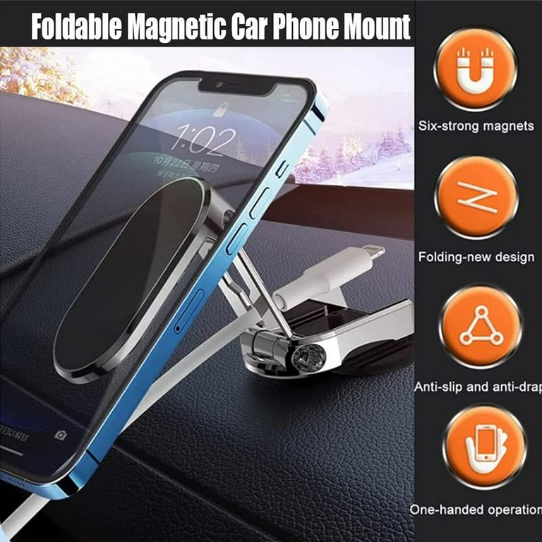 Excel Gadgets Phone Holder 2023 New Alloy Folding Magnetic Car