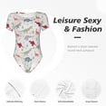 thumbnail image 6 of Daiia Cute Dinosaur print Women's Crew Neck Short Sleeve Bodysuit Fashion Tops Fit Casual Basic Extender Bodysuit-Large, 6 of 9