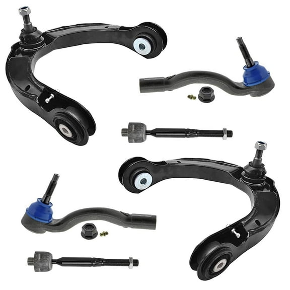 Detroit Axle - 6pc Front End Suspension Kit for 2016-2020 Dodge Durango Grand Cherokee, 2 Upper Control Arms with Ball Joint 4 Inner Outer Tie Rods 2017 2018 2019 Replacement
