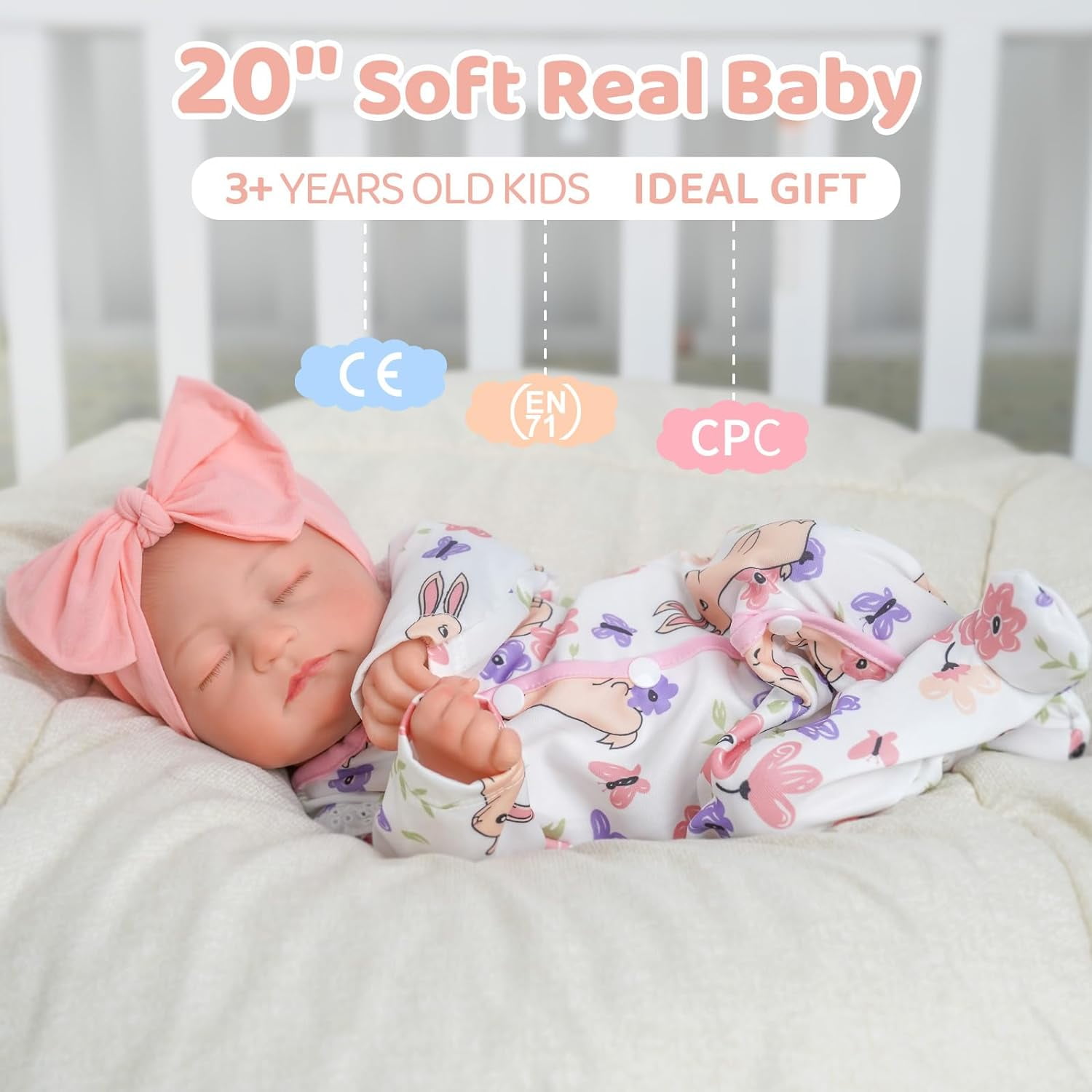 RSG 20-inch Reborn Baby Dolls - Full Soft Cloth Body Adorable Baby Doll Real Life Dolls with Complete Accessories Perfect for Cuddling, Playtime, and Gift Giving