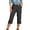 Grey, variant on Capri Jeans for Stretch Casual Elastic Waist Wide Straight Leg Plus Size Pull On Denim Capris Loose Summer Pants Workout Pants with Pockets for Women