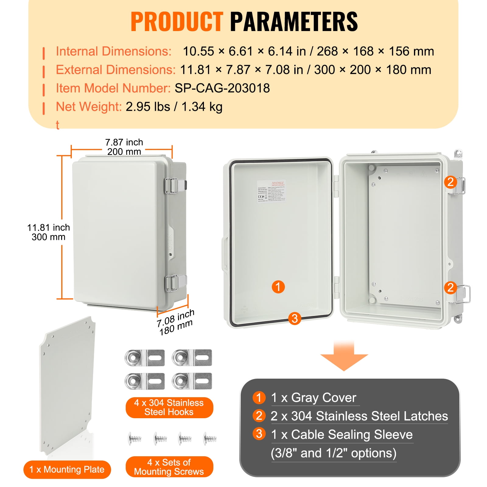 KFFKFF 11.81x7.87x7.08 in Outdoor Junction Box ABS Plastic Electrical Fence