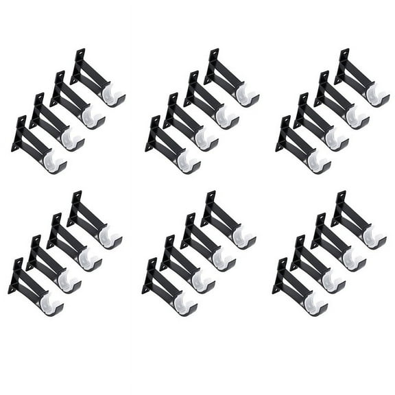 24 Pack Single Curtain Rod Brackets for Drapery Rod Aluminum Alloy Heavy Duty Curtain Rod Holders (Black)