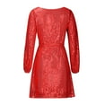 thumbnail image 5 of Cocktail Dresses for Women Loose Long Sleeve Straight Sequin Glitter Dress Party Sequin Beaded Dress for Prom, Red Carpet Events, and Birthday Celebrations. Red M, 5 of 5