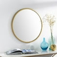 thumbnail image 2 of Mark&Day Wall Mirror, Leitner Modern Gold Round Vanity Mirrors for Bedroom Living Room Bathroom and Entryway Home Decor, Mounted Hand Finished Iron Frame Mirror for Walls (27" H x 27" W x 1" D), 2 of 6