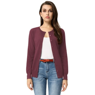 WEACZZY Button Down Long Sleeve Knit Sweater Open Front WEACZZY Women's Button Down Cardigan - Long Sleeve Knit Sweater With Pockets Womens Cardigan
