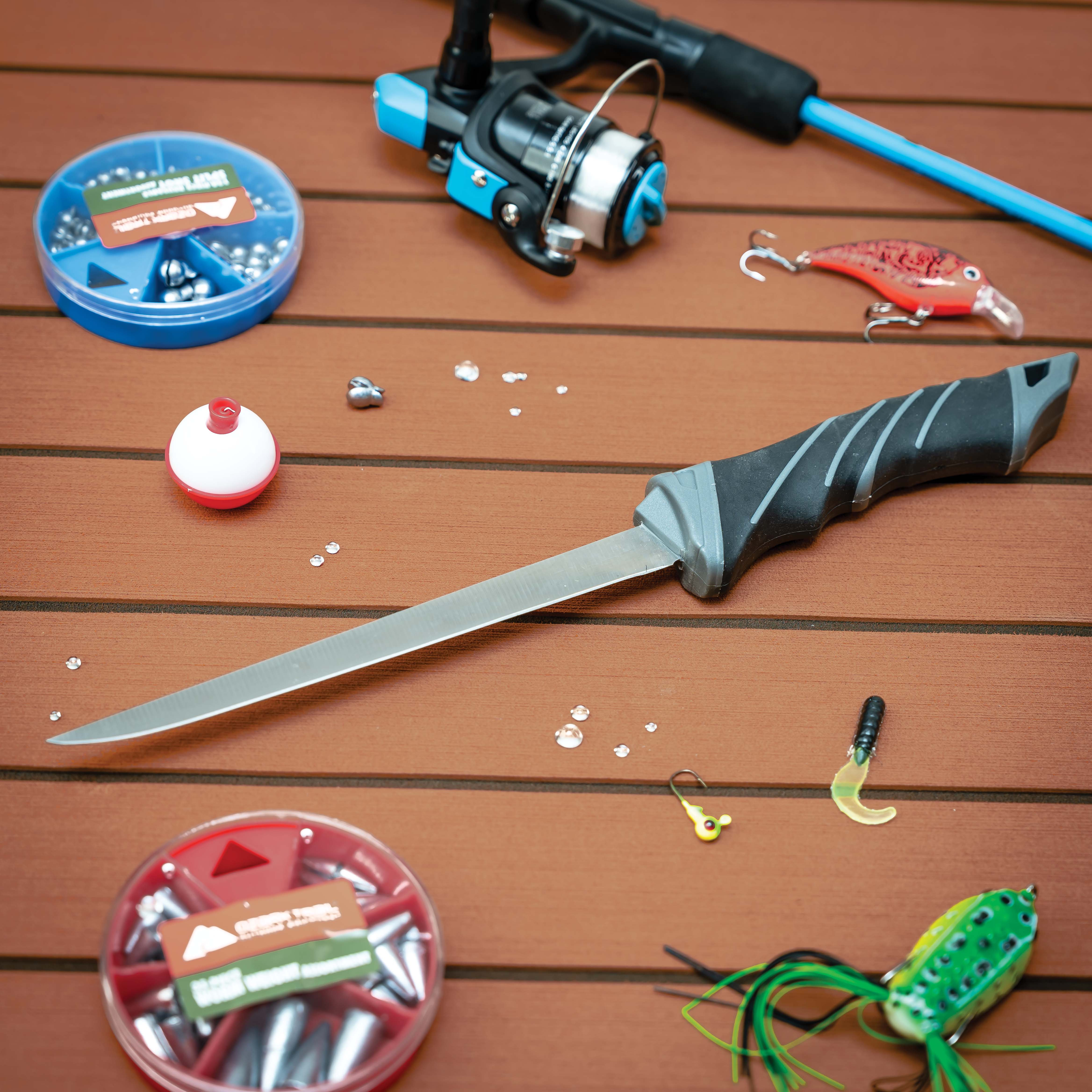 Cuchillo fileteador de acero inoxidable de 7 pulgadas con mango de agarre suave y funda 4