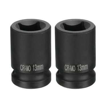 2pcs 4 Point Square Socket 1/2" Drive 13mm Metric CR-MO Impact Wheel Socket