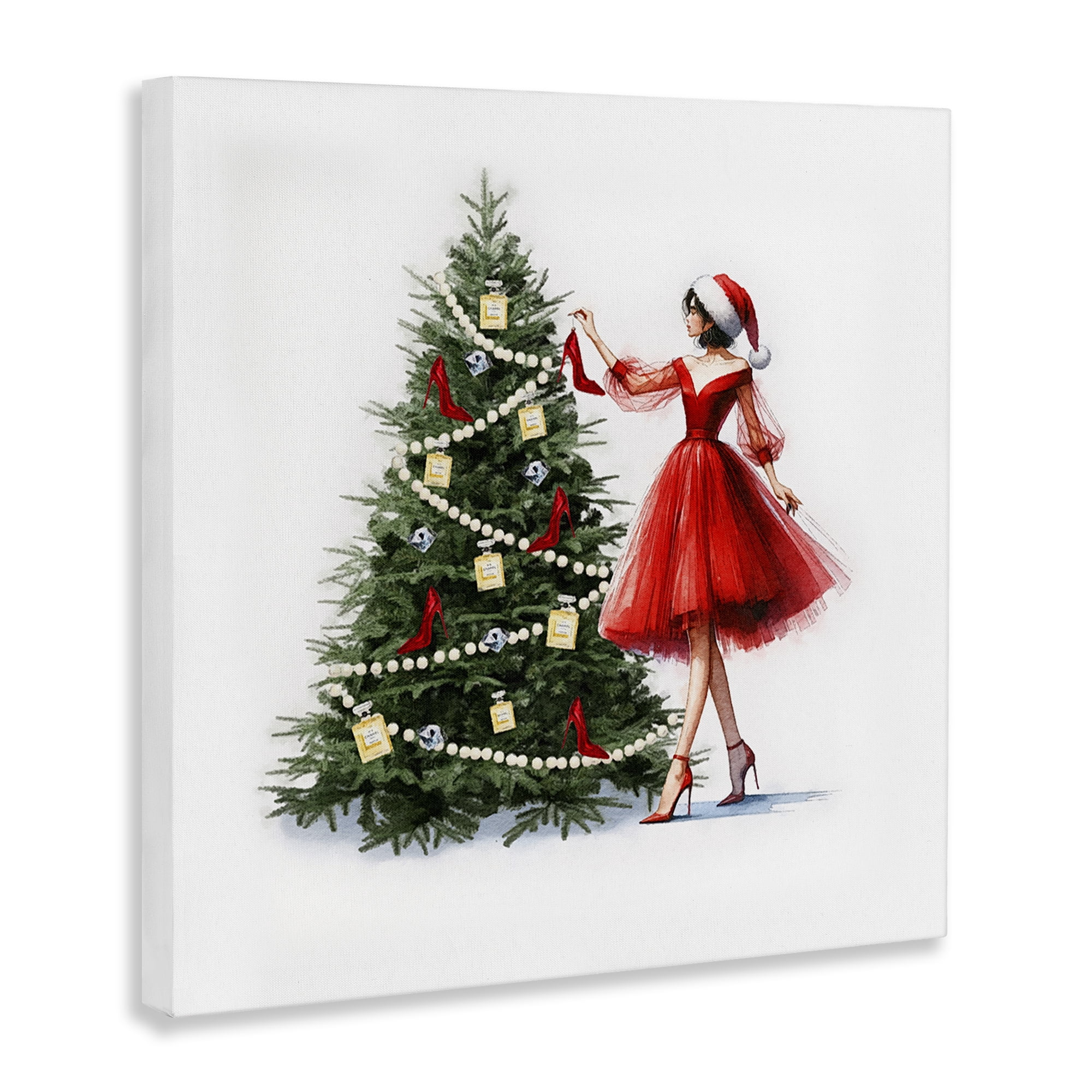 Stupell Industries Holiday Tree Glam Accessories Holiday Painting Gallery Wrapped Canvas Art Prints Wall Art, 36 x 36