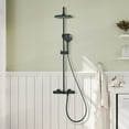 thumbnail image 5 of CASAINC 3-Spray Patterns 9 in. Thermostatic Shower Faucet Wall Mount Dual Shower Heads and Tub Faucet in Matte Black, 5 of 10