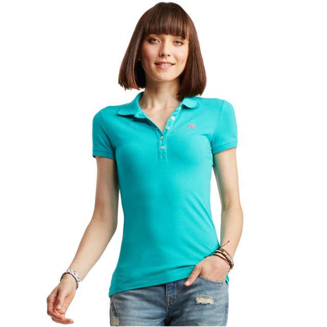 Aeropostale Womens A87 Polo Shirt, Verde, X-Small Aeropostale Polo