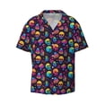 thumbnail image 2 of Lsque mushroom color Skull print Men's Cuban Collar Short Sleeve Shirt Summer Beachwear Casual Button Down Fashionable Vacation Leisure Shirt-4X-Large, 2 of 7