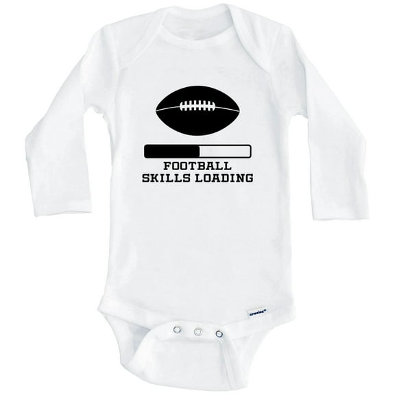 Football Skills Loading Funny Sports Humor One Piece Baby Bodysuit (Long Sleeve), 0-3 Months White