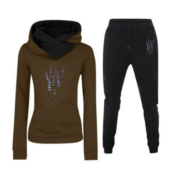 WILLBEST Womens Jeans Solid Color Track and Field Set Women's Hooded Sportswear for Fitness Enthusiasts Fall Raven Pants
