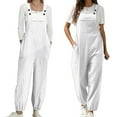 thumbnail image 2 of BLVB Women's Fashion Baggy Loose Linen Bib Overalls Jumpsuit Casual Sleeveless Taper Pants Outfits Rompers with Pockets, 2 of 7
