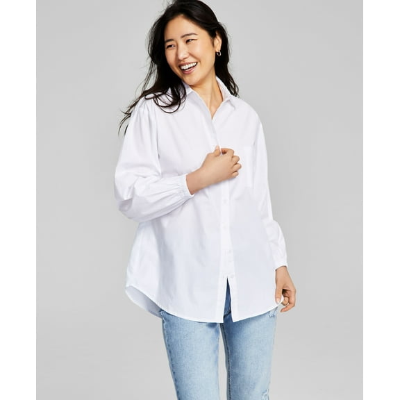Now This Trendy Plus Size Button Up Shirt White 0X