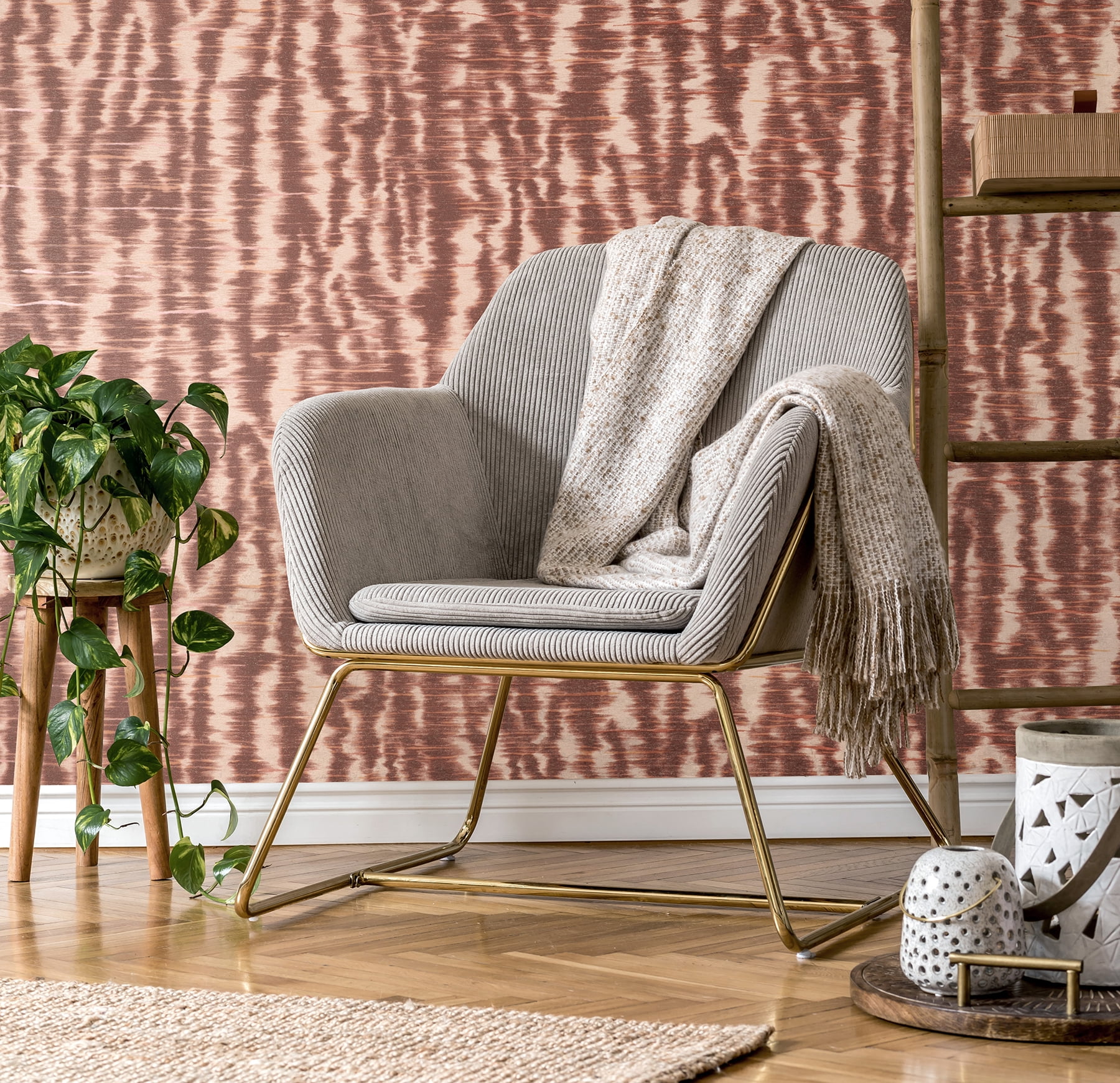 Fine Decor Hartmann Burgundy Stripe Texture Wallpaper