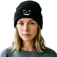 thumbnail image 4 of SYMOID Womens Hall-oween Pumpkin Beanie Embroidered Black Knit Cuffed Winter Hats,Size Free Size, 4 of 5