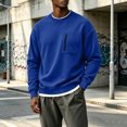 thumbnail image 6 of Men's Crewneck Pullover Sweatshirts Oversized Long Sleeve Zip Pocket Loose Fit Casual Everyday Fall Winter Tops, 6 of 8