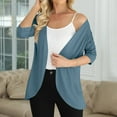thumbnail image 4 of Cardigan for Dress, Yigetop Women's Casual 3/4 Sleeve Cardigan Lightweight Soft Open Front Cardigans Cardigan Sweaters for Women Lightweight Light Blue S, 4 of 6